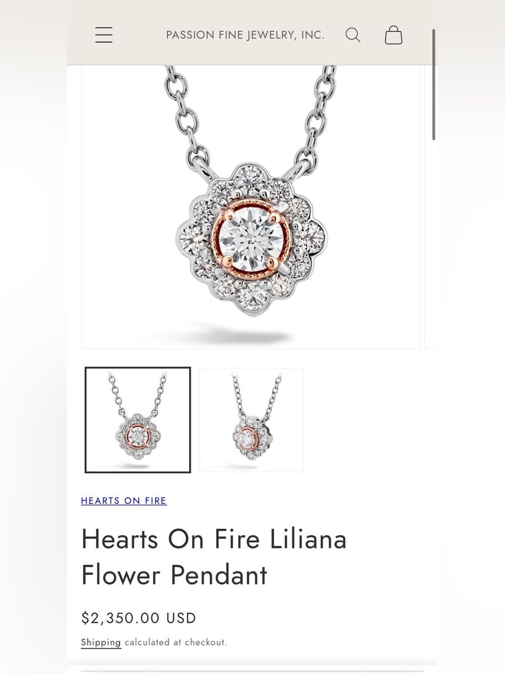 Hearts on Fire Liliana Flower Pendant platinum/18kr